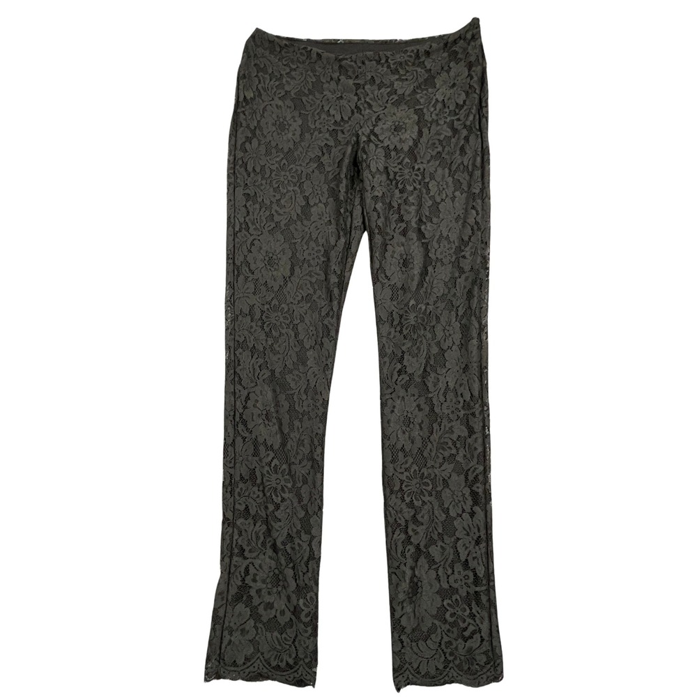 Gianni Bini Womens 6 Black Floral Lace Lined Low Rise Pants Slim Y2K Whimsygoth